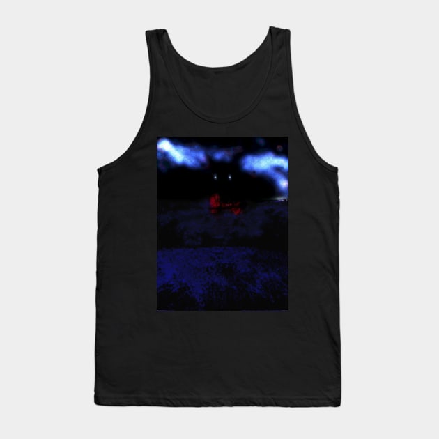 Digital collage and special processing. I am standing in field, and big, dark monster looking on me. Dark blue and red. Tank Top by 234TeeUser234